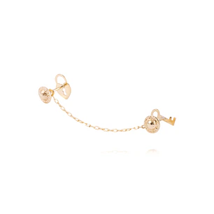 Piercing de Oro de 9kt Candado de corazón y llave con colgante