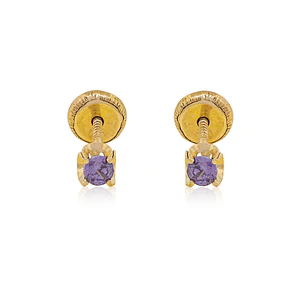 Aros de Oro 18kt Chatón Amatista de 2,5mm