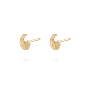 Aros de Oro 18kt Luna y estrella