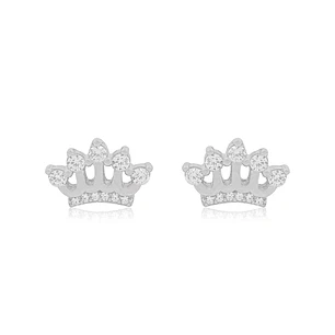 Aros de Plata Esterlina 925 Corona Circon