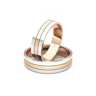 Par Argollas Matrimonio de Oro 18kt Miel y Blanco Royal 5,0mm
