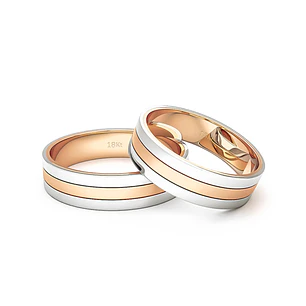 Par Argollas Matrimonio de Oro 18kt Miel y Blanco Royal 5,0mm
