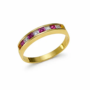 Anillo Oro Amarillo 18kt Circón Rubí
