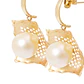 Aros Oro Amarillo 18kt Hoja y Perla Cultivada 10mm - Miniatura 2
