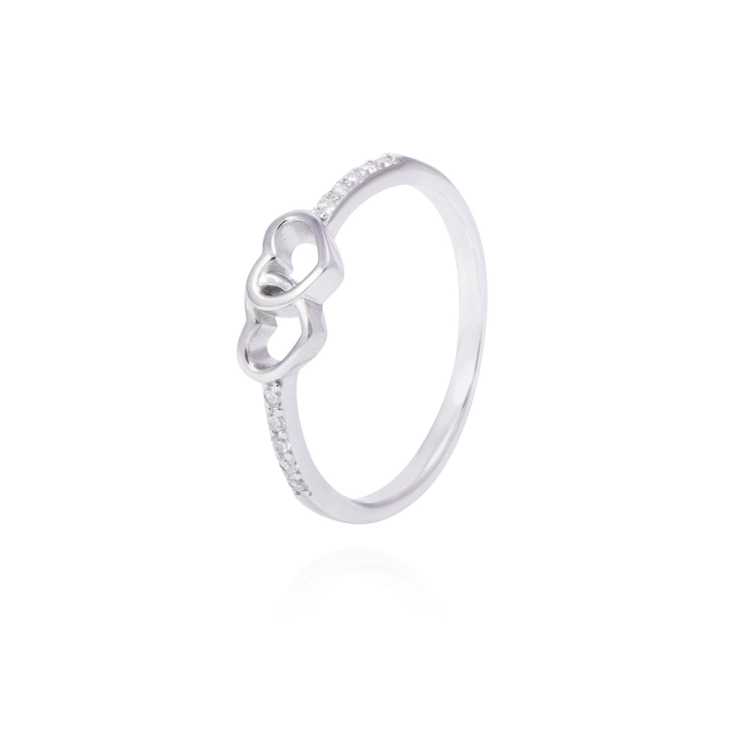 Anillo Plata Esterlina Corazones Entrelazados con Circonita 1