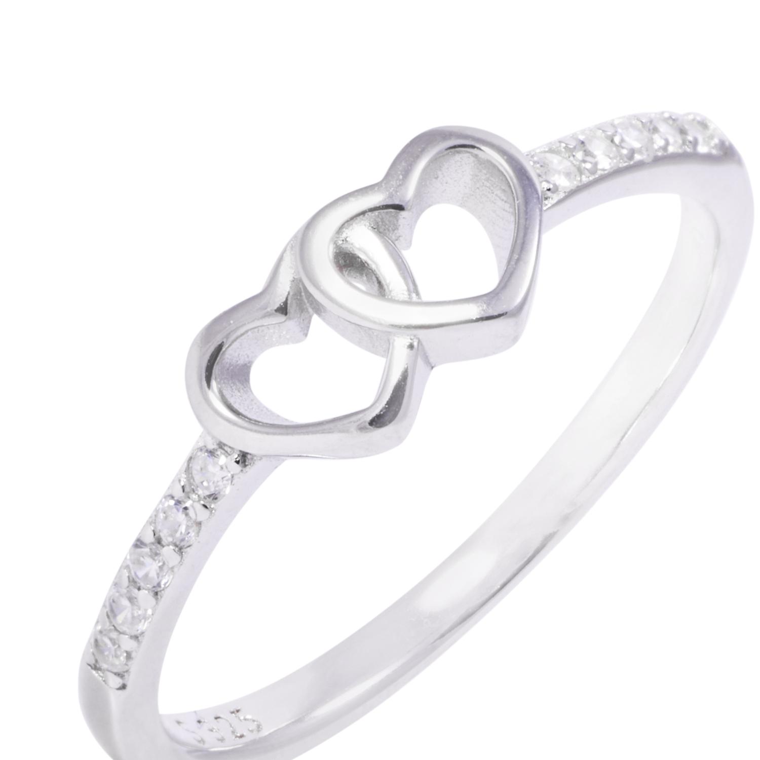 Anillo Plata Esterlina Corazones Entrelazados con Circonita 2