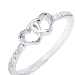 Anillo de Plata Esterlina Corazones Entrelazados con Circón