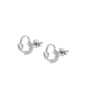 Aros de Plata Esterlina 925 Corazón con Circonita