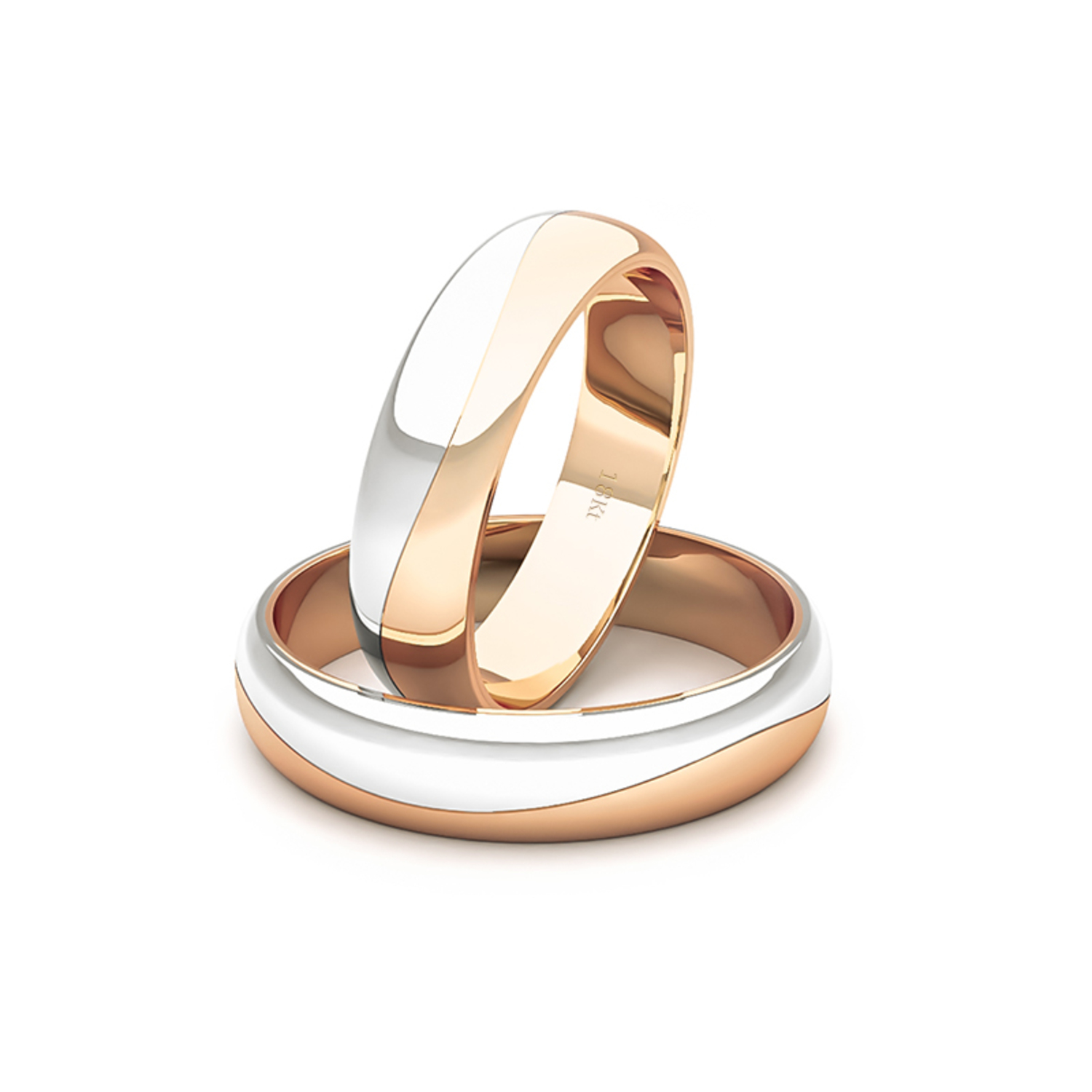 Par Argollas Matrimonio de Oro 18kt Miel y Blanco Lumina 4,5mm 1