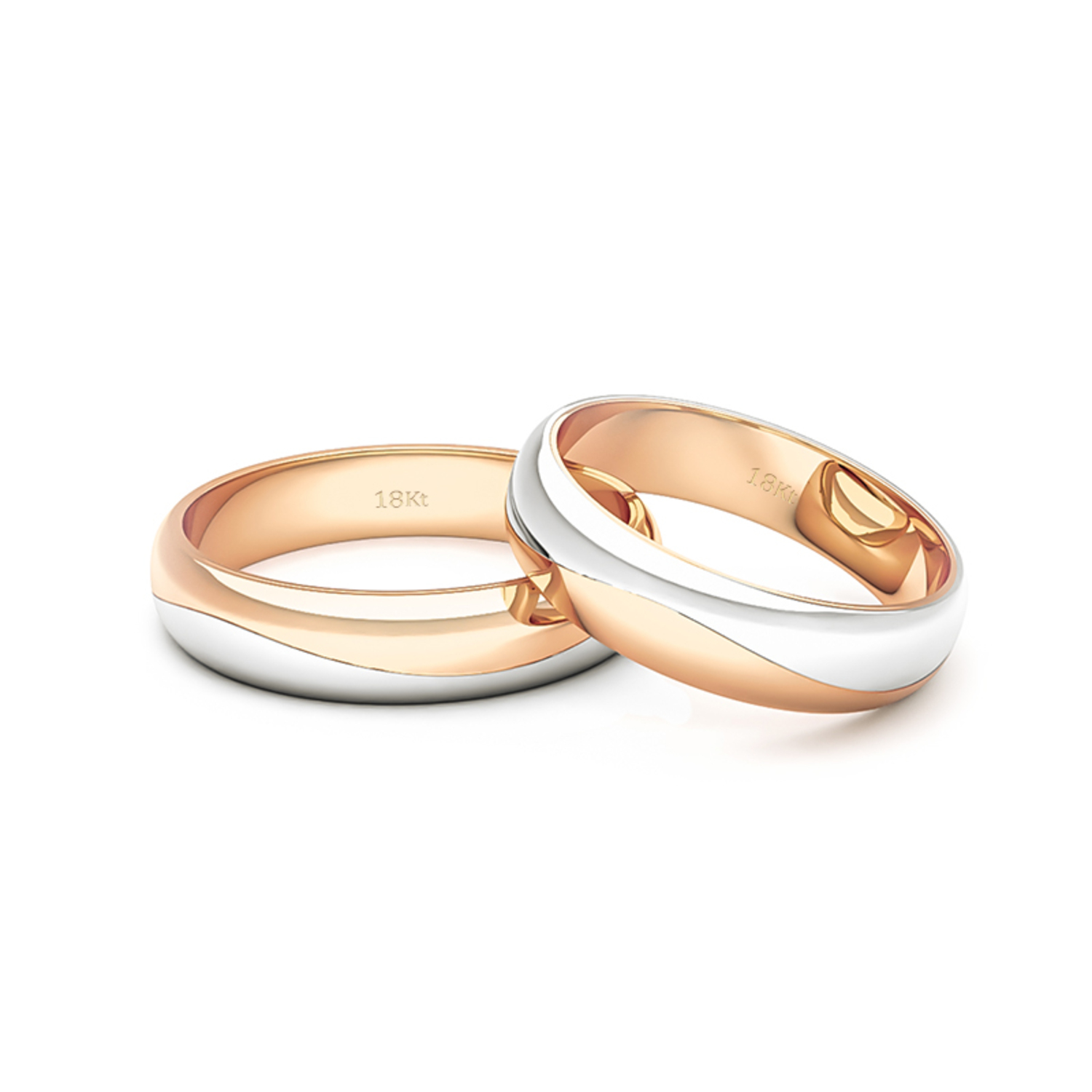 Par Argollas Matrimonio de Oro 18kt Miel y Blanco Lumina 4,5mm 2