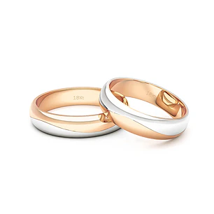 Par Argollas Matrimonio de Oro 18kt Miel y Blanco Lumina 4,5mm