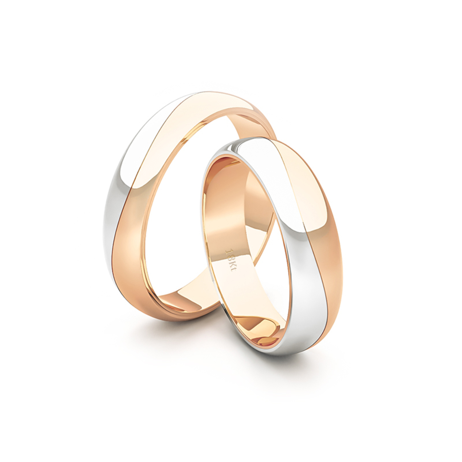 Par Argollas Matrimonio de Oro 18kt Miel y Blanco Lumina 4,5mm 3
