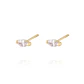 Aros de Oro 18kt Modelo Medio Circon Ovalado 3mm Tornillo Tope - Miniatura 2