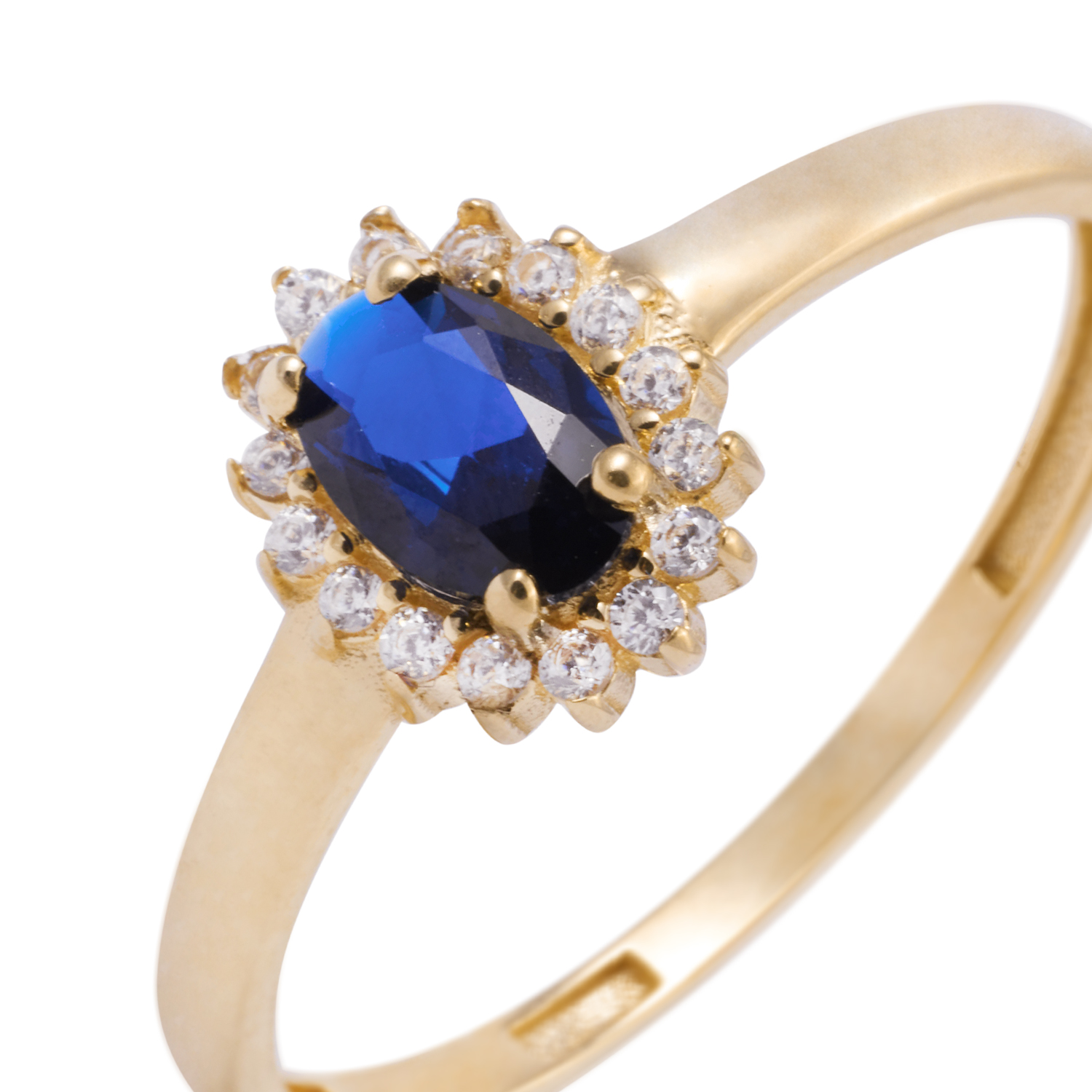 Anillo Compromiso de Oro 18Kt Roseta Circonita-Zafiros 2