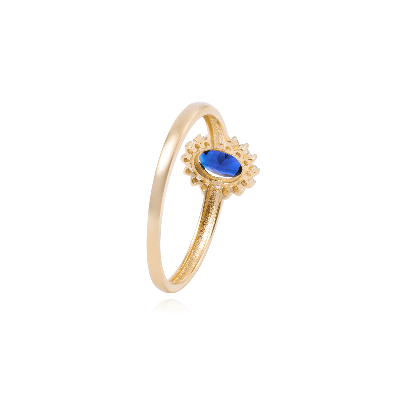 Anillo Compromiso de Oro 18Kt Roseta Circonita-Zafiros 3