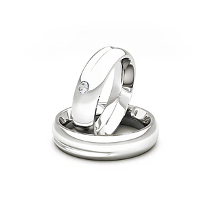 Par Argollas Matrimonio de Oro Blanco 18kt Cuore 4,5mm Diamante 3Pts