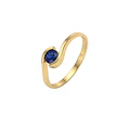 Anillo Oro Miel 18kt Ondas con Circonita Zafiro