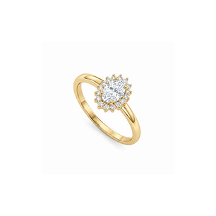 Anillo Oro Amarillo 18kt Roseta Circonita Oval 6MM