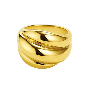 Anillo de Plata Esterlina 925 Triple Liso revestido en Oro 18kt