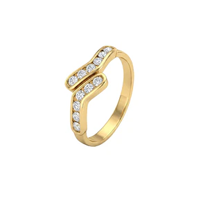 Anillo Oro Miel 18kt Doble Línea con Circonitas