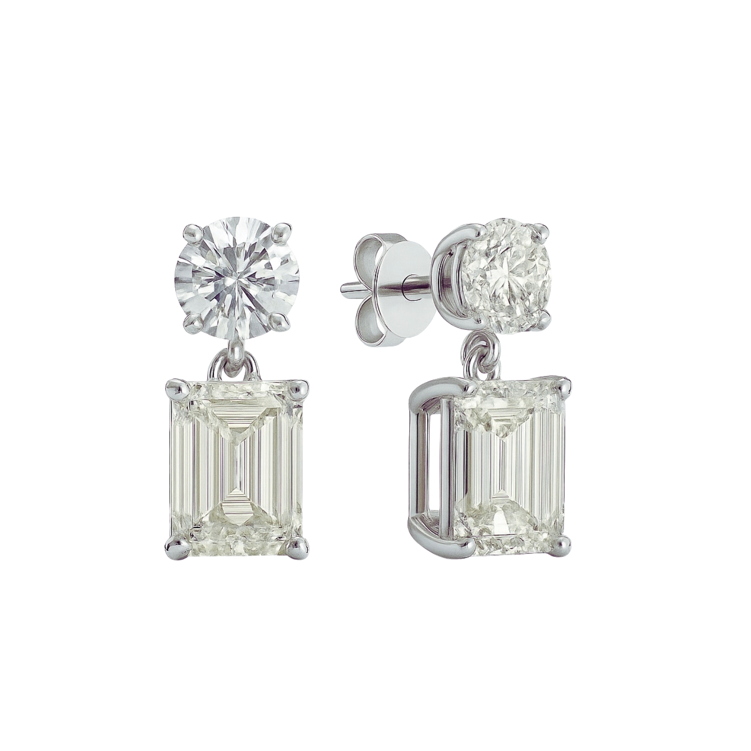 Aros de Plata Esterlina 925 Circonita Emerald Cut 2