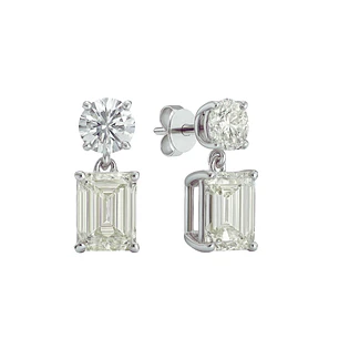 Aros de Plata Esterlina 925 Circonita Emerald Cut