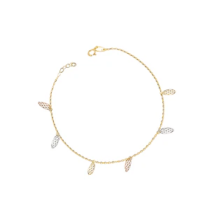Tobilleras de Oro 18kt Modelo Hojitas Colgantes