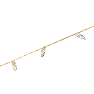 Tobilleras de Oro 18kt Modelo Hojitas Colgantes