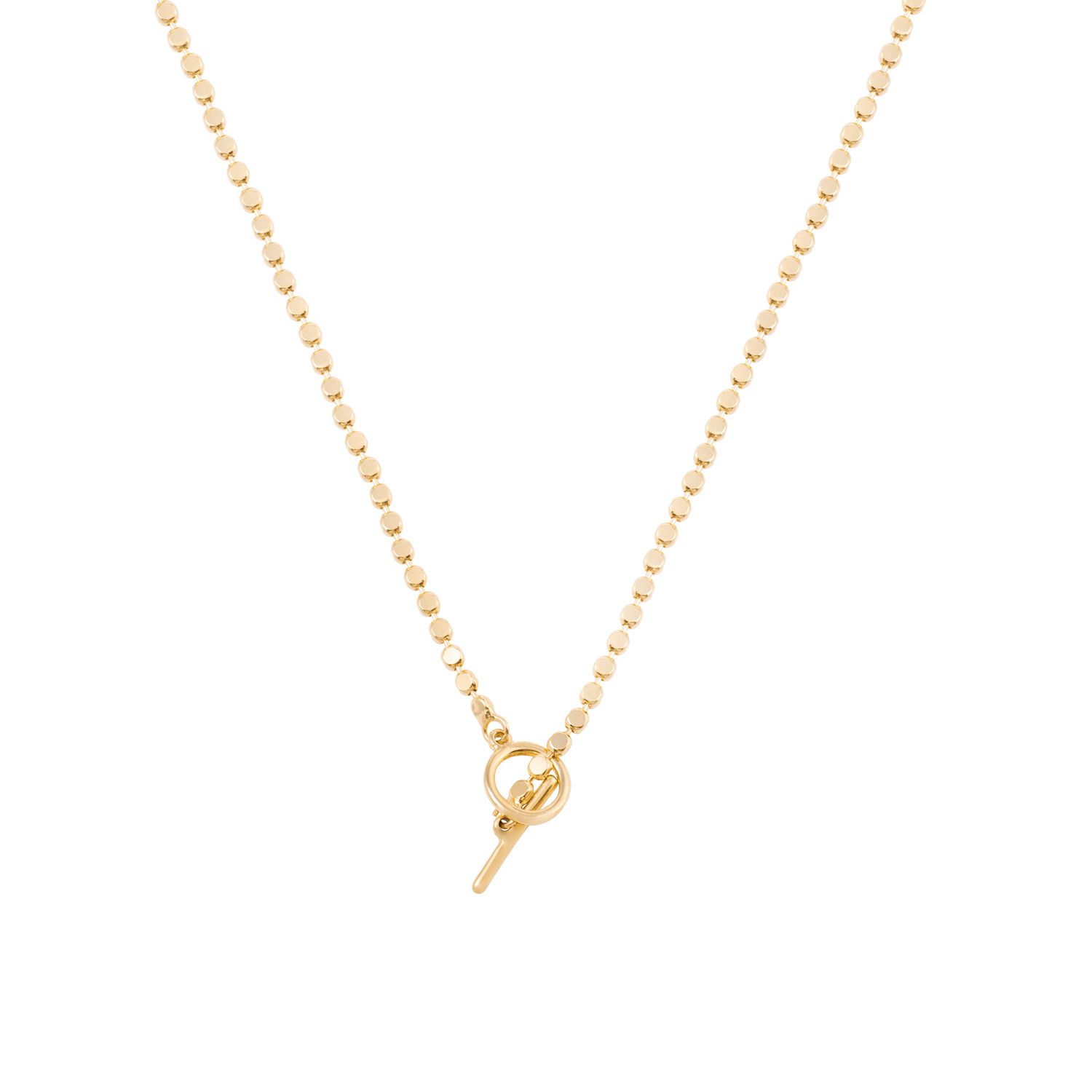 Collar de Plata Esterlina 925 Bolitas planas Bañado en Oro 14kt 2