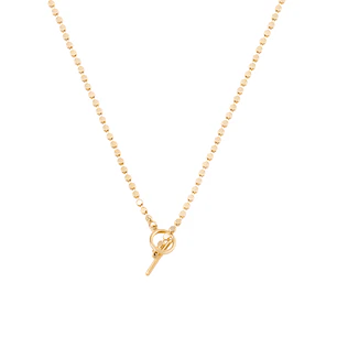 Collar de Plata Esterlina 925 Bolitas planas Bañado en Oro 14kt