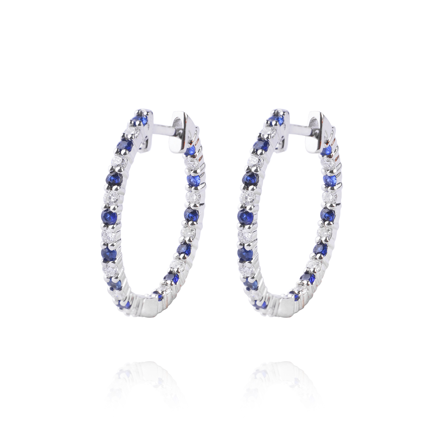 Aros Oro Blanco 18kt Diamantes 26pts total SI/H 34pts Zafiro 1