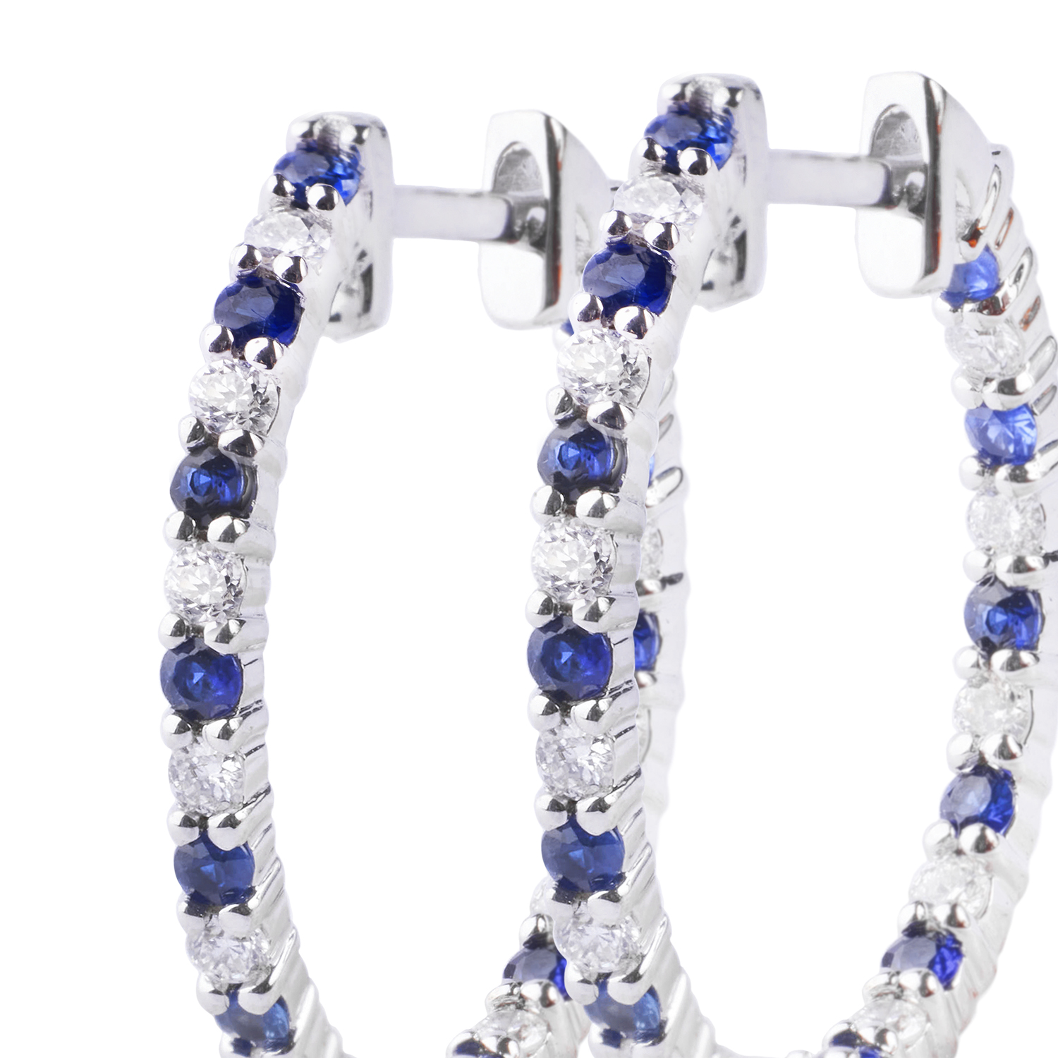 Aros Oro Blanco 18kt Diamantes 26pts total SI/H 34pts Zafiro 2
