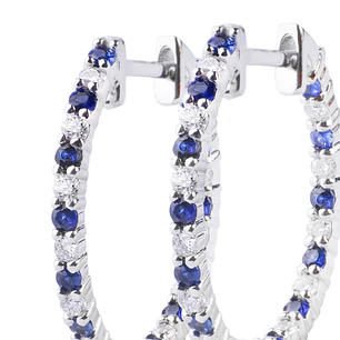 Aros Oro Blanco 18kt Diamantes 26pts total SI/H 34pts Zafiro