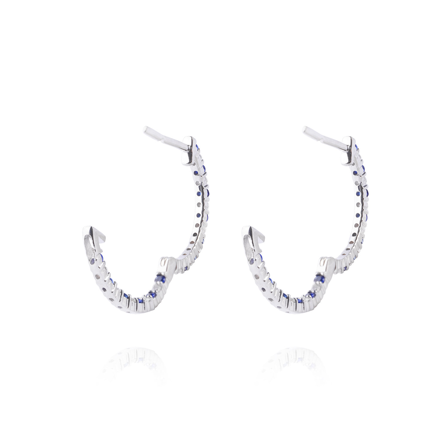 Aros Oro Blanco 18kt Diamantes 26pts total SI/H 34pts Zafiro 3