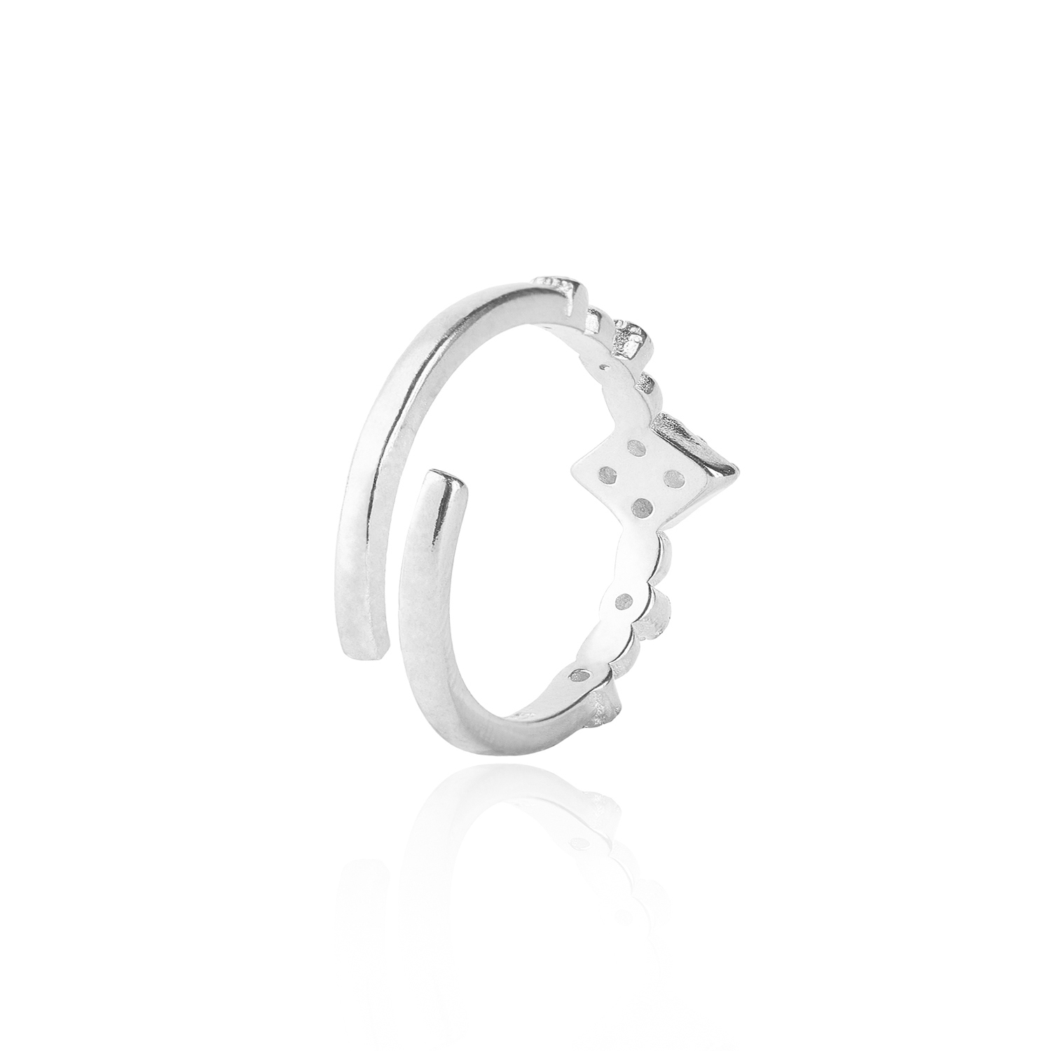 Anillo de Plata Esterlina 925 Rombo Circon Ajustable 2