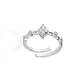 Anillo de Plata Esterlina 925 Rombo Circon Ajustable - Miniatura 3