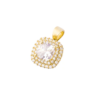 Colgante de Oro 18kt Cuadrado Circon