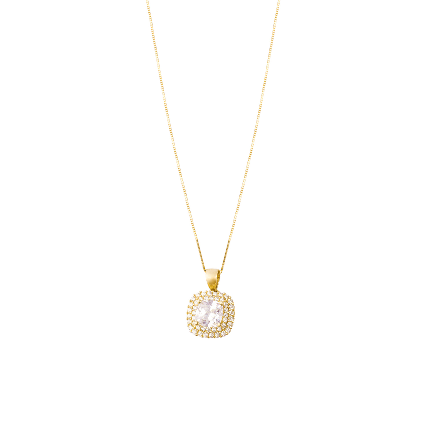 Colgante de Oro 18kt Cuadrado Circon 3