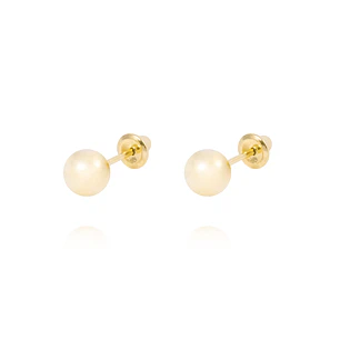 Aros de Oro 18kt Pelotita 4,0mm Tornillo Tope
