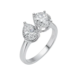 Anillo de Plata Esterlina 925 Gota con Circonita Corte Brillante