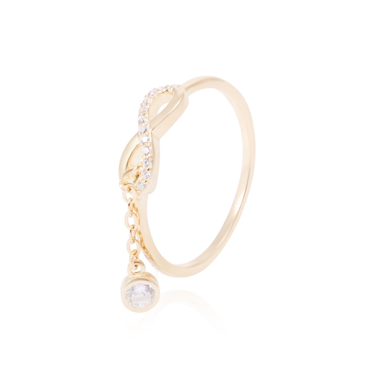 Anillo de Plata Esterlina Infinito Circon mas Cadena Colgante Revestido en Oro 18kt 1