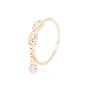 Anillo de Plata Esterlina Infinito Circon mas Cadena Colgante Revestido en Oro 18kt