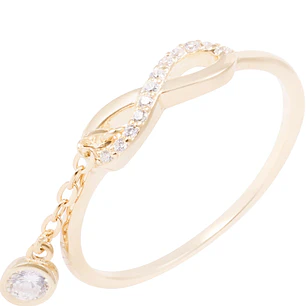 Anillo de Plata Esterlina Infinito Circon mas Cadena Colgante Revestido en Oro 18kt