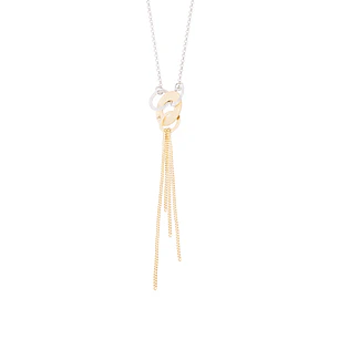 Collar de Plata Esterlina 925 Argollas Bicolor Revestido en Oro 18kt