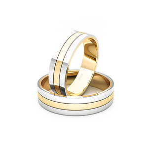 Par Argollas Matrimonio de Oro Amarillo y Platino Royal 5,0mm