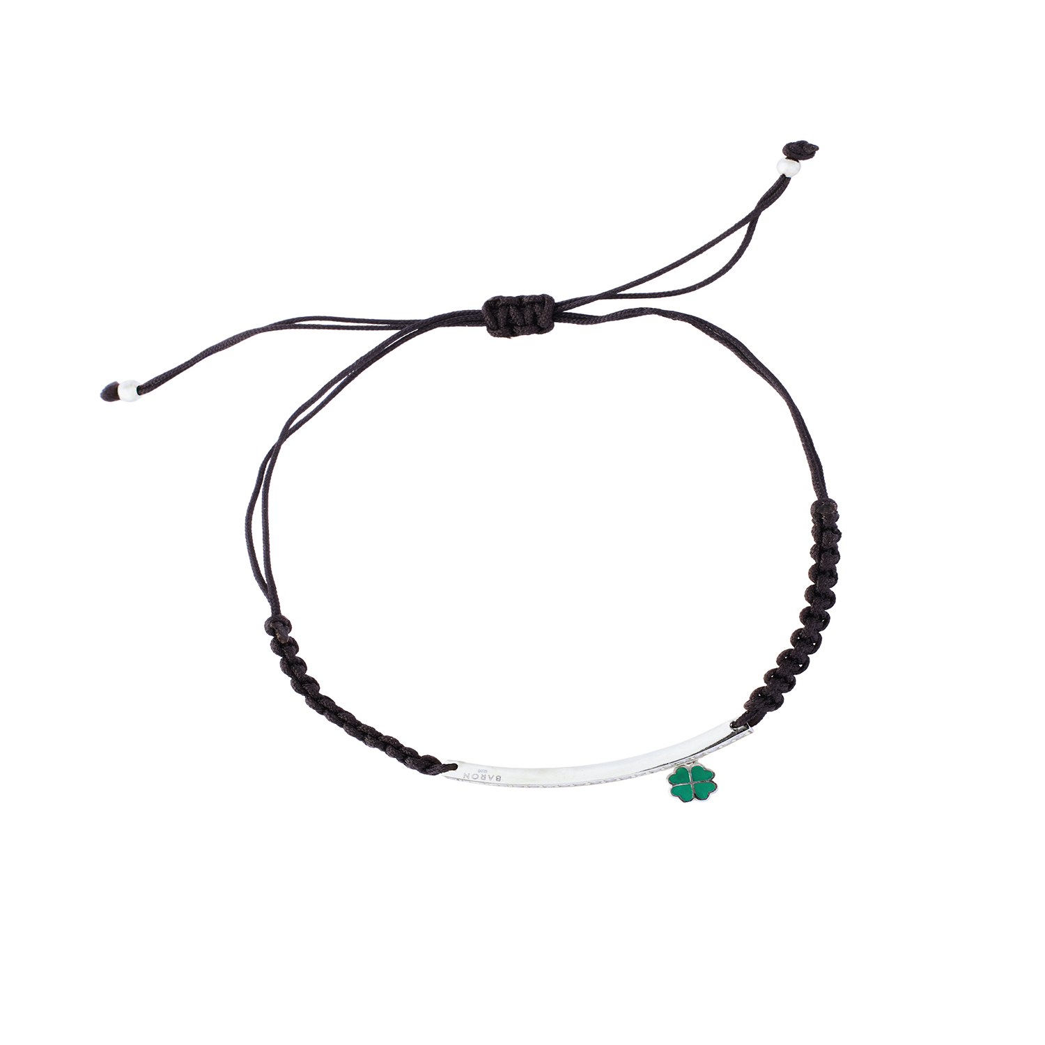 Pulsera de Plata Esterlina 925 Hilo Negro Trebol 2