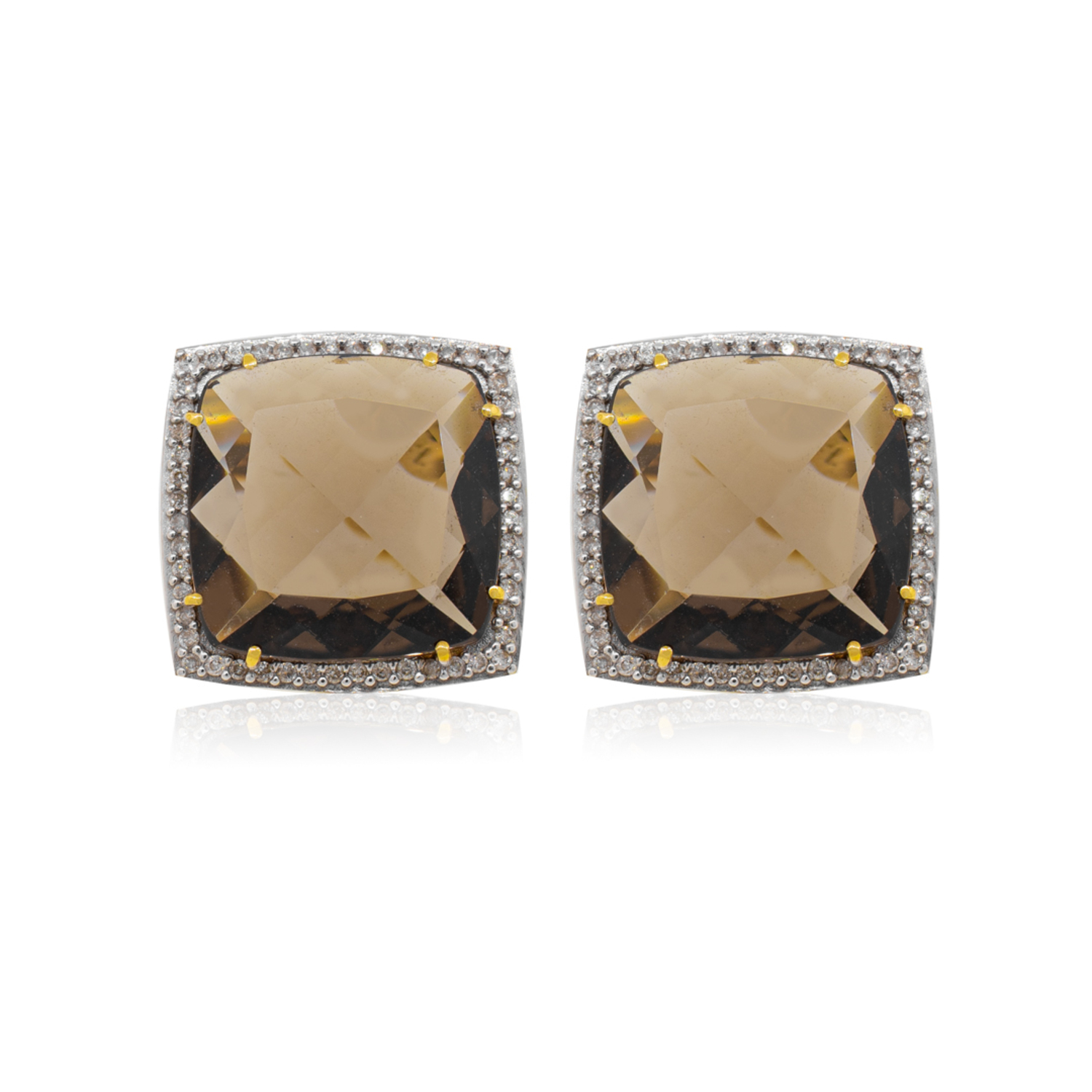 Aros de Diamante en Oro de 18 Kt Quarzo Fume 1