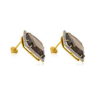 Aros de Diamante en Oro de 18 Kt Quarzo Fume