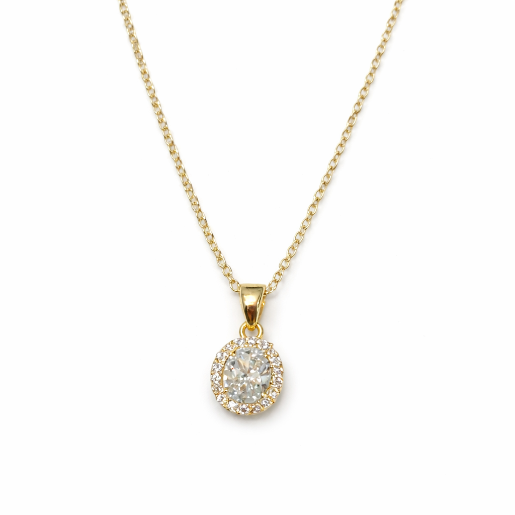 Colgante Oro Amarillo 18kt Circonita Oval Central 7MM 3