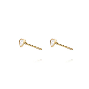 Aros de Oro 9kt Corazón Circonita Pequeña